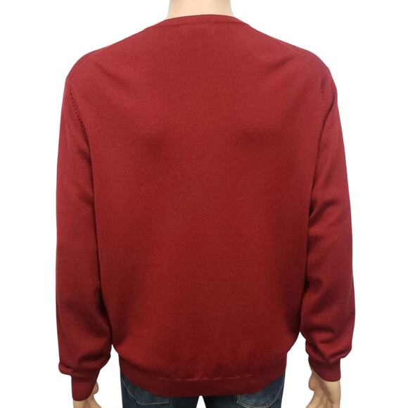 Brooks Brothers Merino Wool Blend V-Neck Sweater Men M Red Knit Unisex Vintage - Picture 9 of 12